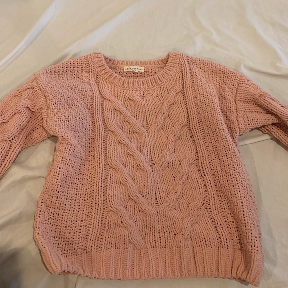 Light Pink Cable Knit Sweater 